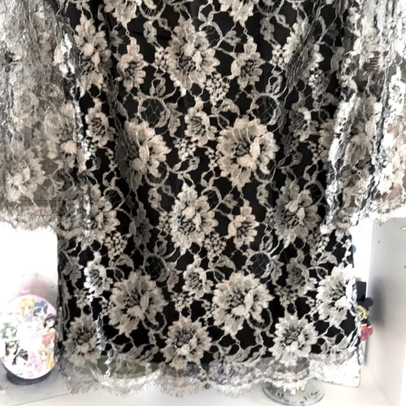 TIBI Metallic Floral Lace Open Back Mini Dress - Picture 5 of 15